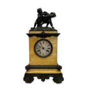 A LOUIS PHILIPPE BRONZE AND SIENNA MARBLE FIGURAL MANTEL CLOCK C. 1830, PONS