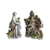 AN 18TH CENTURY PORCELAIN FIGURE OF VULCAN TOGETHER WITH ANOTHER