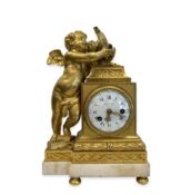 A FINE LOUIS XVI PERIOD GILT BRONZE MANTEL CLOCK CIRCA 1790