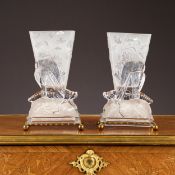 BACCARAT: A RARE PAIR OF GRASSHOPPER VASES