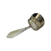 A GEORGE III STERLING SILVER AND MOTHER OF PEARL CADDY SPOON, 1813