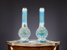 A PAIR OF BOHEMIAN FLASHED, ENAMELLED AND GILDED GLASS VASES FOR THE ISLAMIC MARKET