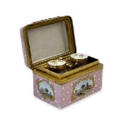 A RARE SOUTH STAFFORDSHIRE (BILSTON) ENAMELLED WRITING NECESSAIRE C. 1765-1770