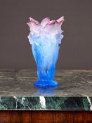 DAUM: A PATE DE VERRE FLORAL GLASS VASE