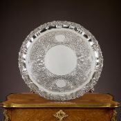 A FINE IRISH STERLING SILVER SALVER, DUBLIN, C 1829, JAMES LE BAS