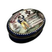 NELSON RELATED: AN 18TH CENTURY BILSTON ENAMEL PATCH BOX