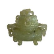 A CHINESE JADE TRIPOD CENSER