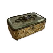 A 19TH CENTURY FRENCH ORMOLU, GLASS AND ENAMELLED JEWELLERY BOX