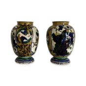 A PAIR OF CHINESE GLAZED POTTERY BALUSTER VASES