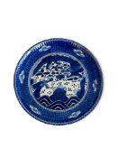 A JAPANESE BLUE AND WHITE PORCELAIN PLATE