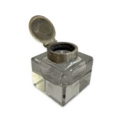 ASPREY & CO. : A GEORGE V STERLING SILVER AND CUT GLASS INKWELL C. 1935