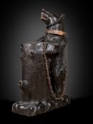 A LARGE BLACK FOREST CARVED BEAR UMBRELLA STAND