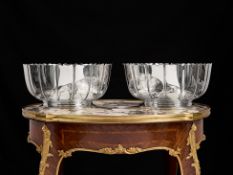 A VERY LARGE PAIR OF STERLING SILVER PUNCH BOWLS, LONDON, WILLIAM COMYNS & SONS LTD.