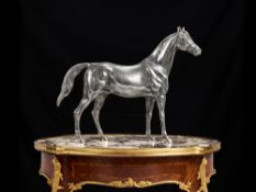 A LARGE SPANISH SILVER MODEL OF A HORSE