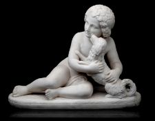 JEAN LOUIS GREGOIRE (FRENCH, 1840-1890): A MARBLE FIGURE OF CUPID AND A DOG