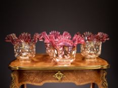 TWO PAIRS OF BOHEMIAN GLASS SHADES FOR THE PERSIAN MARKET