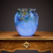 A LARGE MOTTLED GLASS VASE, POSSIBLY MONART