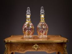 A PAIR OF LATE 19TH CENTURY BOHEMIAN DECANTERS FOR THE PERSIAN MARKET