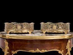 A MASSIVE PAIR OF EDWARDIAN SILVER GILT WINE / DECANTER COASTERS, LONDON, C. 1903, GEORGE FOX