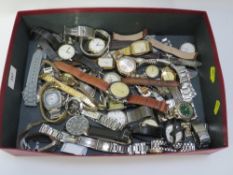 A box of mens wristwatches