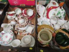 Two trays of assorted tea ware and ceramics to include Coalport, Royal Albert Old Country Roses,