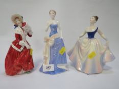 Two Royal Doulton figurines with a Coalport example