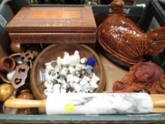 A tray of collectables to include tree, kitchen items etc