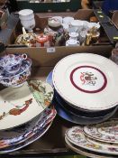 Two trays of assorted ceramics to include Royal Doulton golfing plate etc