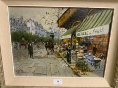 A Parisian impressionist oil on board, signed but indistinct lower left, framed, 29 x 39 cm
