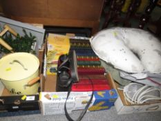 Three trays of assorted display items, collectable items and books etc