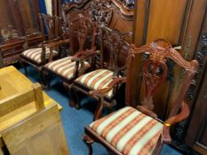 Two pairs of carved mahogany Chippendale style dining chairs