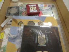 A collection of modern UK commemorative coins, to include 2002 silver proof 5 pounds (In Capsule