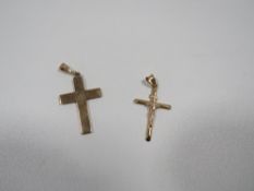 Two hallmarked 9 carat gold crosses approx combined weight 6.7g