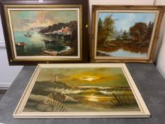 Three oil on canvas paintings