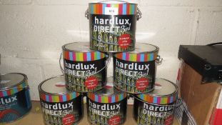 6 x 2.5 litre tins of red Hammerite type Hardlux anti rust steel paint
