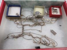 A selection of silver and white metal jewellery etc