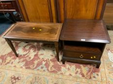 A Stag minstrel bedside chest and a table. (2)