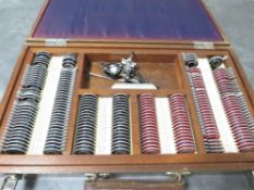 A vintage case of optical lenses