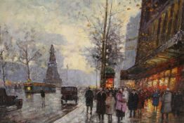 CONTINENTAL SCHOOL, an oil painting of an impressionist Parisian street scene, signed but
