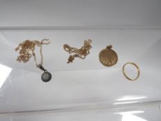 A hallmarked 22 carat gold band approx weight 1.6g together with a hallmarked 9 carat gold St