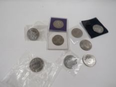 A collection of nine 5 pound crown coins, including mint sealed examples (9)