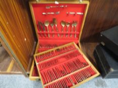 A canteen of gilded cutlery made in Thailand in a portable carry case