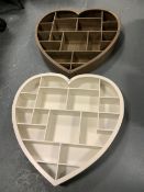 Two heart shaped hanging shelf units 78 x 81 cm. (2)