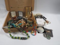 A tray of assorted costume jewellery to include watches, necklaces etc