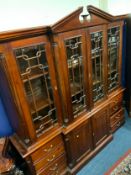 A large mahogany library breakfront bookcase H 214 cm W 202 cm
