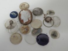 A Victorian cameo brooch, Wedgewood cameo etc