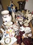 A tray of assorted ceramics to include Masons Mandalay jugs etc