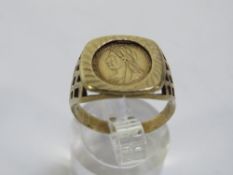 A small yellow metal ring hallmarks indistinct approx weight 2.9g
