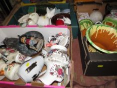 Three trays of mixed collectables to include Art Pottery, Wedgwood etc
