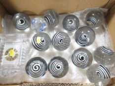 Box of glass paperweights